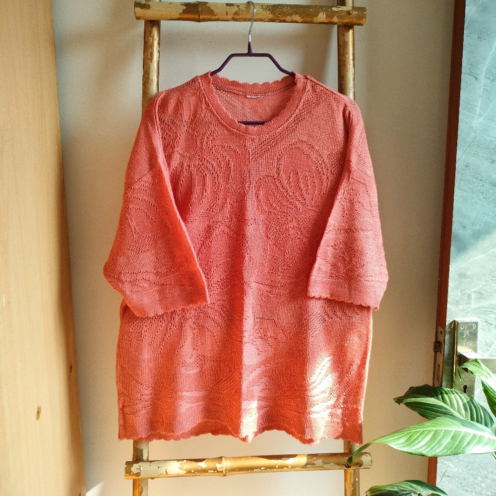 Vintage Retro Finely Knitted Short Sleeve Blouse - Picture 16 of 16